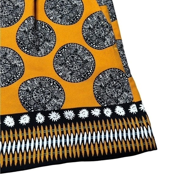 Ann Taylor Mustard Yellow Medallion Print Dressy Casual  Drape Short Size 2 - Picture 5 of 16